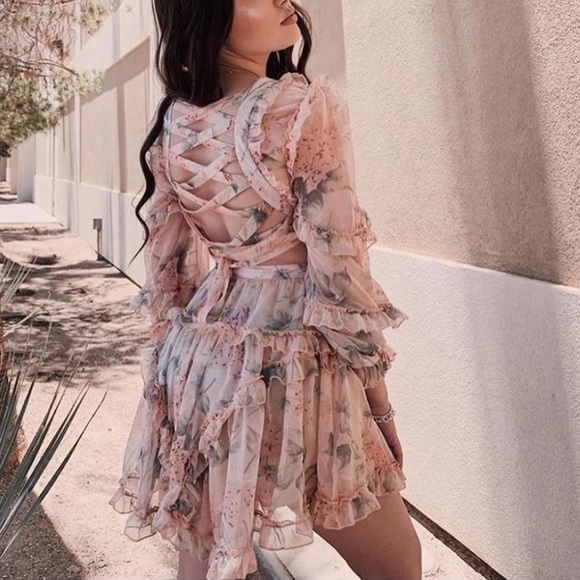 Ophelia Lace Up Floral Dress - Picture 2 of 10